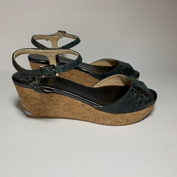 Jimmy Choo python and metallic cork Wedge. - Picture 4 of 7